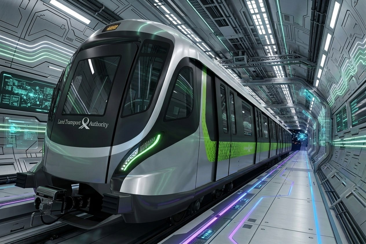 Train in rail testing tunnel